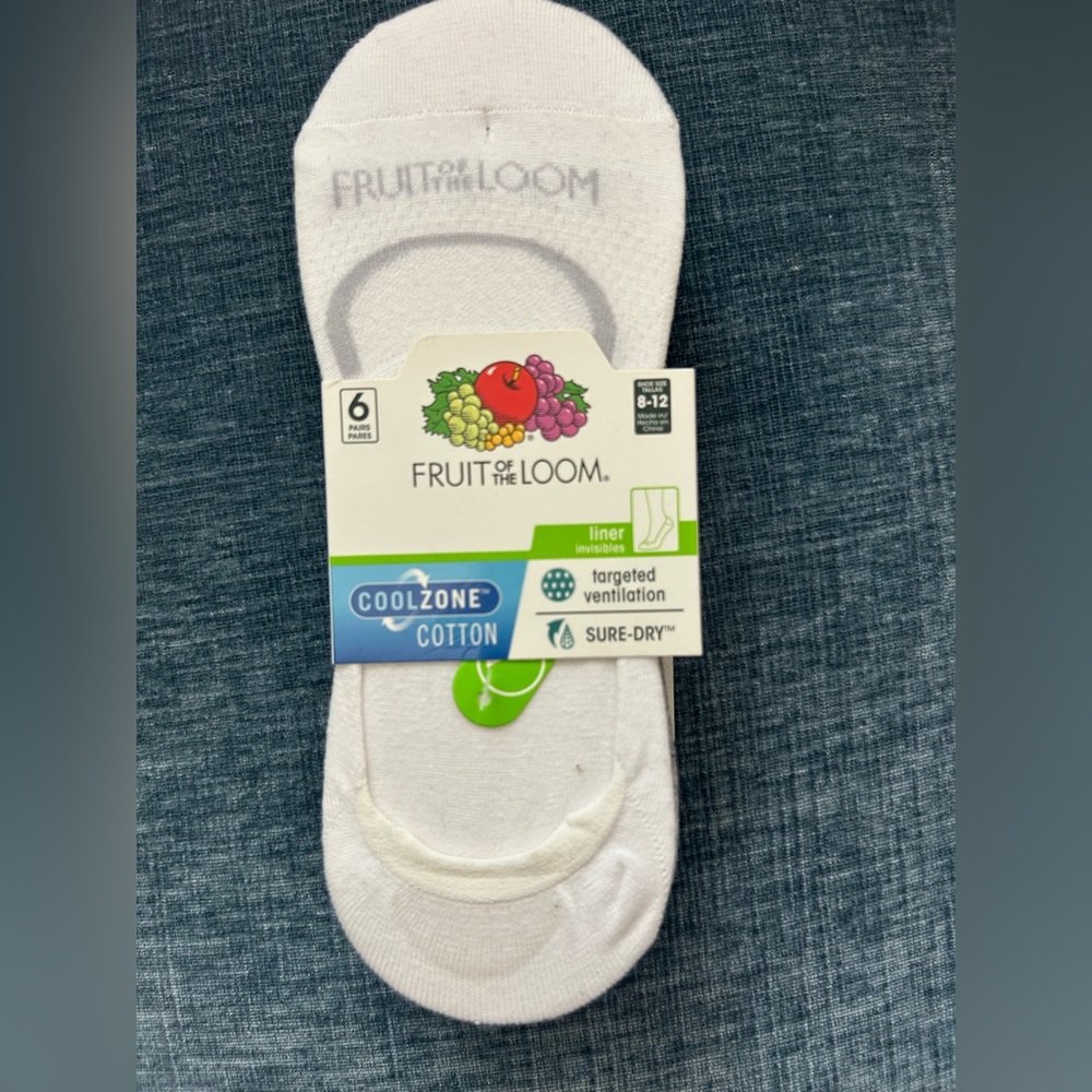 Fruit of the Loom White Men's Liner Socks - 6 Pack